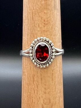 Sterling Silver Garnet Ring